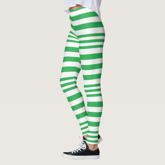 Groene en witte strepen X 3 Leggings (Links)