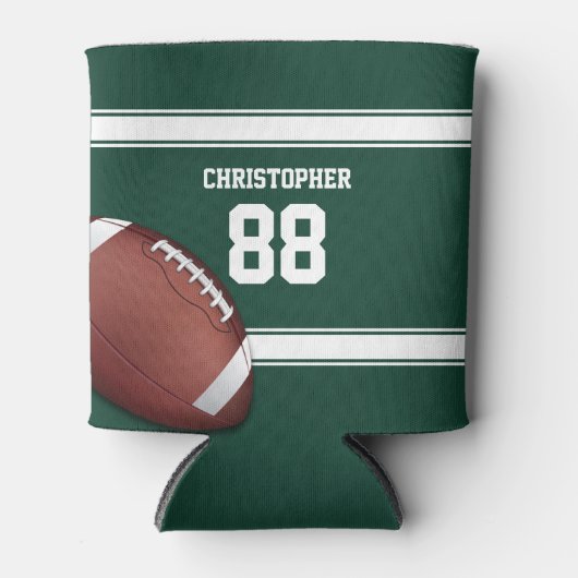 Groene en witte strepes Jersey Net IJzer Football Blikjeskoeler (Voorkant)