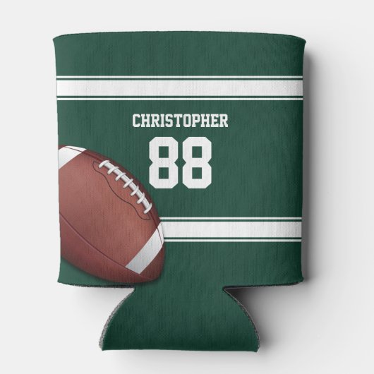 Groene en witte strepes Jersey Net IJzer Football Blikjeskoeler (Achterkant)