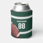 Groene en witte strepes Jersey Net IJzer Football Blikjeskoeler (Blikje Achterkant)