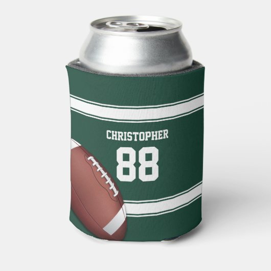 Groene en witte strepes Jersey Net IJzer Football Blikjeskoeler (Blikje Achterkant)