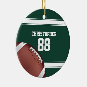 Groene en witte strepes Jersey Net IJzer Football Keramisch Ornament
