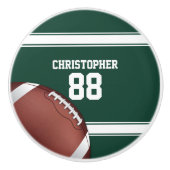 Groene en witte strepes Jersey Net IJzer Football Keramische Knop (Voorkant)