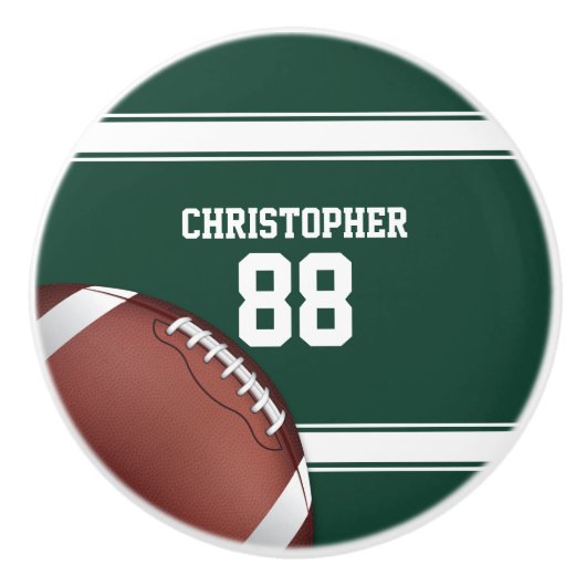 Groene en witte strepes Jersey Net IJzer Football Keramische Knop (Voorkant)