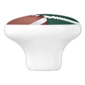 Groene en witte strepes Jersey Net IJzer Football Keramische Knop (Zijkant)