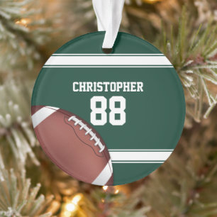 Groene en witte strepes Jersey Net IJzer Football Ornament