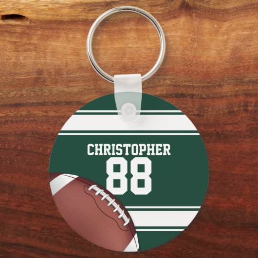 Groene en witte strepes Jersey Net IJzer Football Sleutelhanger (Voorkant)