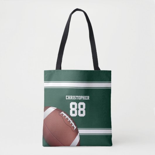 Groene en witte strepes Jersey Net IJzer Football Tote Bag (Voorkant)