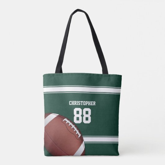 Groene en witte strepes Jersey Net IJzer Football Tote Bag (Achterkant)