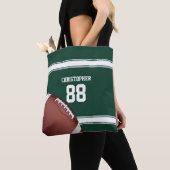 Groene en witte strepes Jersey Net IJzer Football Tote Bag (Dichtbij)