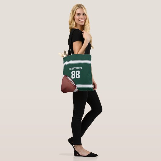 Groene en witte strepes Jersey Net IJzer Football Tote Bag (Op model)