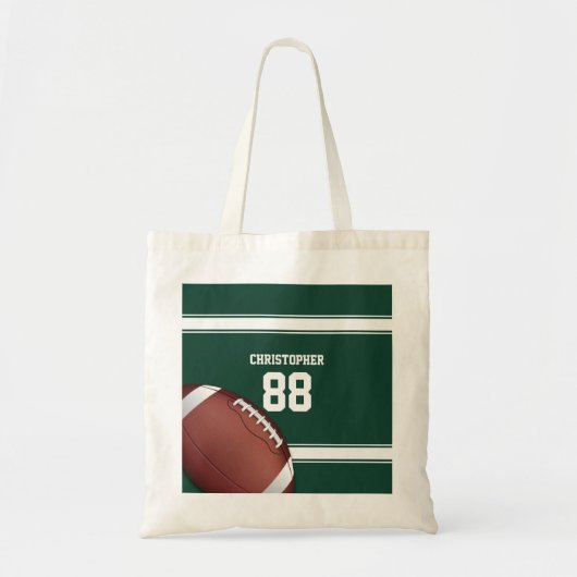 Groene en witte strepes Jersey Net IJzer Football Tote Bag (Voorkant)