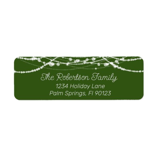 Groene en witte String Lights Retouradres Etiket (Voorkant)