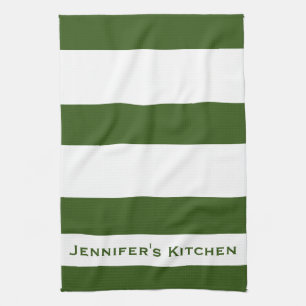 Groene en Witte Stripe keukenhanddoeken uit Stripe