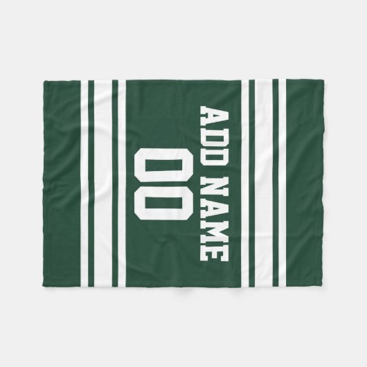 Groene en Witte Striped Sports Jersey Personalized Fleece Deken (Voorkant (Horizontaal))