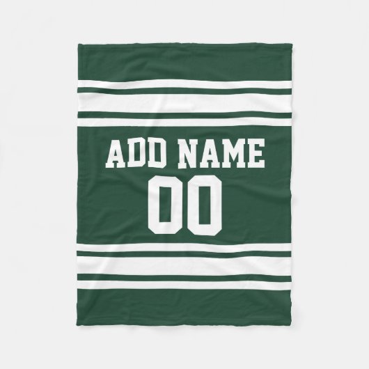 Groene en Witte Striped Sports Jersey Personalized Fleece Deken (Voorkant)