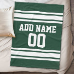 Groene en Witte Striped Sports Jersey Personalized Fleece Deken<br><div class="desc">Als je een team van Fantasy Football bent,  maak je eigen producten en show af voor je vrienden! Of - Speel je Football op de middelbare school en wil je een memento? Dit sportontwerp is perfect voor elke sporter die voetbal of honkbal speelt.</div>