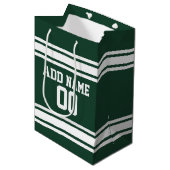 Groene en Witte Striped Sports Jersey Personalized Medium Cadeauzakje (Voorkant Gekanteld)