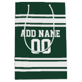 Groene en Witte Striped Sports Jersey Personalized Medium Cadeauzakje (Voorkant)