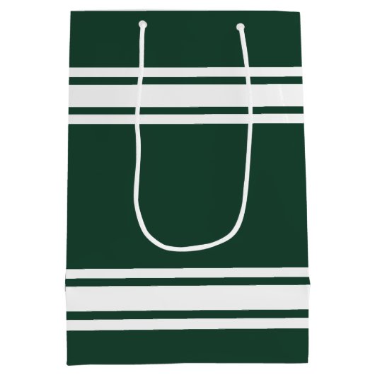 Groene en Witte Striped Sports Jersey Personalized Medium Cadeauzakje (Achterkant)