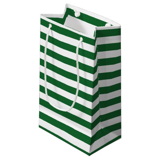 Groene en Witte Stripes Gift Bag Klein Cadeauzakje (Voorkant Gekanteld)