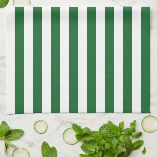 Groene en Witte Stripes Kitchen Towel Theedoek (Gevouwen)