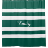 Groene en Witte Stripes Patroon Persoonlijke Naam Douchegordijn (Voorkant)