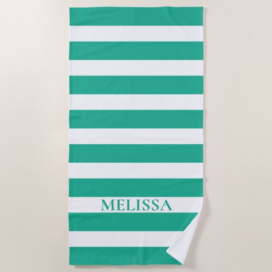 Groene en witte stripper Cabana Stripe    Strandlaken (Voorkant)