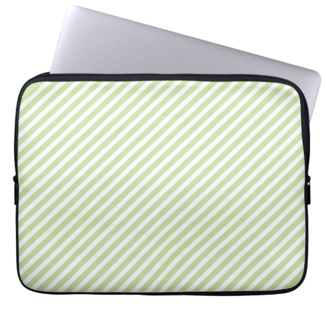 Groene en witte stripper-laptophoes laptop sleeve (Voorkant)