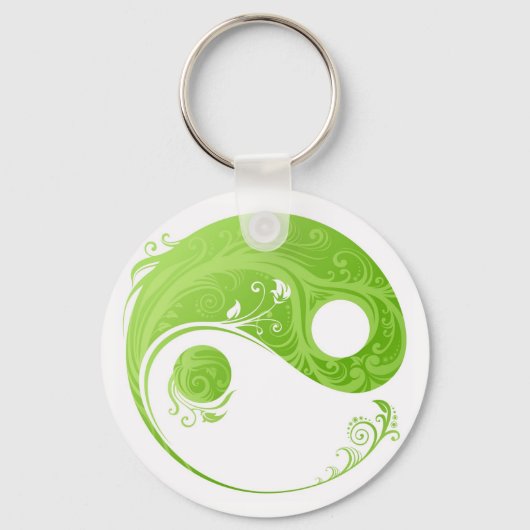 GROENE EN WITTE STROOM YIN YANG SYMBOOL SLEUTELHANGER (Voorkant)