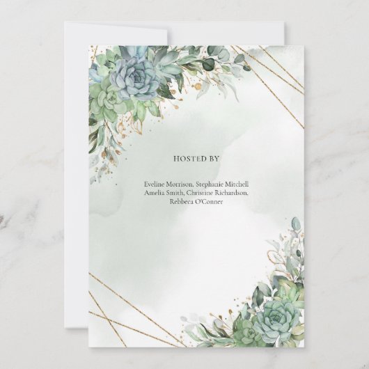 Groene en witte succulente eucalyptusgoud baby in kaart (Achterkant)