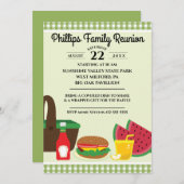 Groene en witte tablet Picnic Family Reunion Kaart (Voorkant / Achterkant)