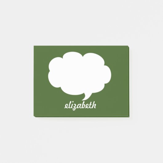 Groene en Witte Talk Bubble Persoonlijke Naam Post-it® Notes (Voorkant)