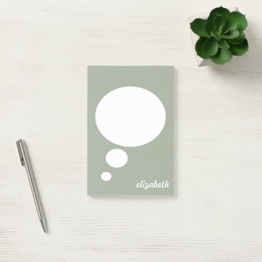 Groene en Witte Talk Bubble Persoonlijke Naam Post-it® Notes (Kantoor)