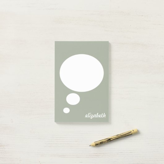 Groene en Witte Talk Bubble Persoonlijke Naam Post-it® Notes (Op bureau)