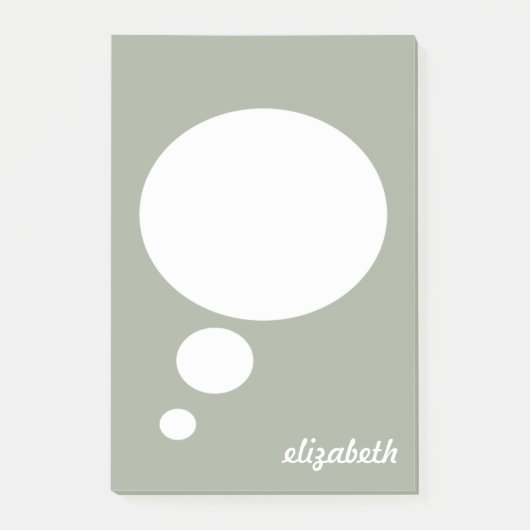 Groene en Witte Talk Bubble Persoonlijke Naam Post-it® Notes (Voorkant)