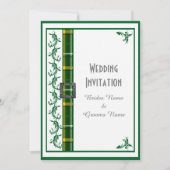 Groene en witte tartan plaid traditionele bruiloft kaart (Voorkant)
