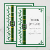 Groene en witte tartan plaid traditionele bruiloft kaart (Voorkant / Achterkant)