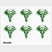Groene en witte tekeningen ronde sticker (Vel)