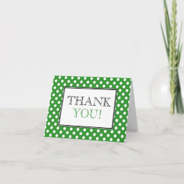 Groene en witte thank-youkaart met polkadots bedankkaart