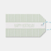 Groene en Witte Ticking Streep Gepersonaliseerd Cadeaulabel (Voorkant (Horizontaal))
