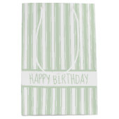 Groene en Witte Ticking Streep Gepersonaliseerd Medium Cadeauzakje (Voorkant)