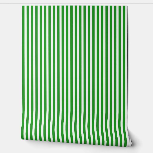 Groene en Witte Traditionele Strepen Behang (Afrollen)