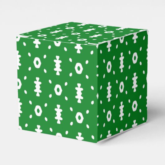 Groene en witte Tribal Print Favor Box Bedankdoosjes (Voorkant Zijde)