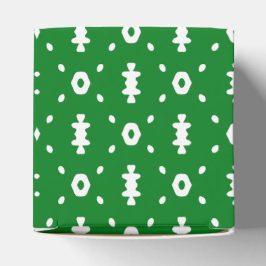 Groene en witte Tribal Print Favor Box Bedankdoosjes (Bovenkant)