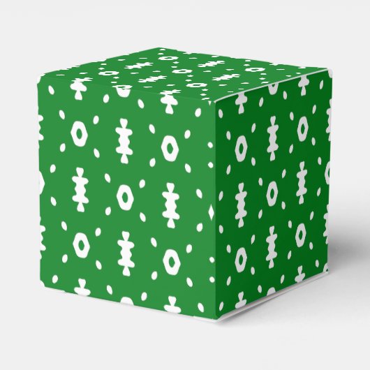 Groene en witte Tribal Print Favor Box Bedankdoosjes (Achterkant)