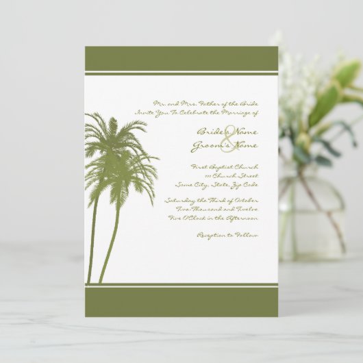 Groene en Witte tropische palmen Kaart (Staand voorkant)