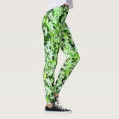 Groene en Witte Tuin Bloemen Bloemen Bloemen Bloem Leggings (Rechts)