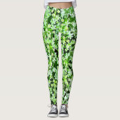 Groene en Witte Tuin Bloemen Bloemen Bloemen Bloem Leggings (Voorkant)