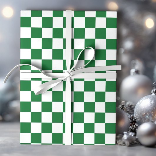 Groene en Witte Vakantie Krijtstreep Cadeaupapier